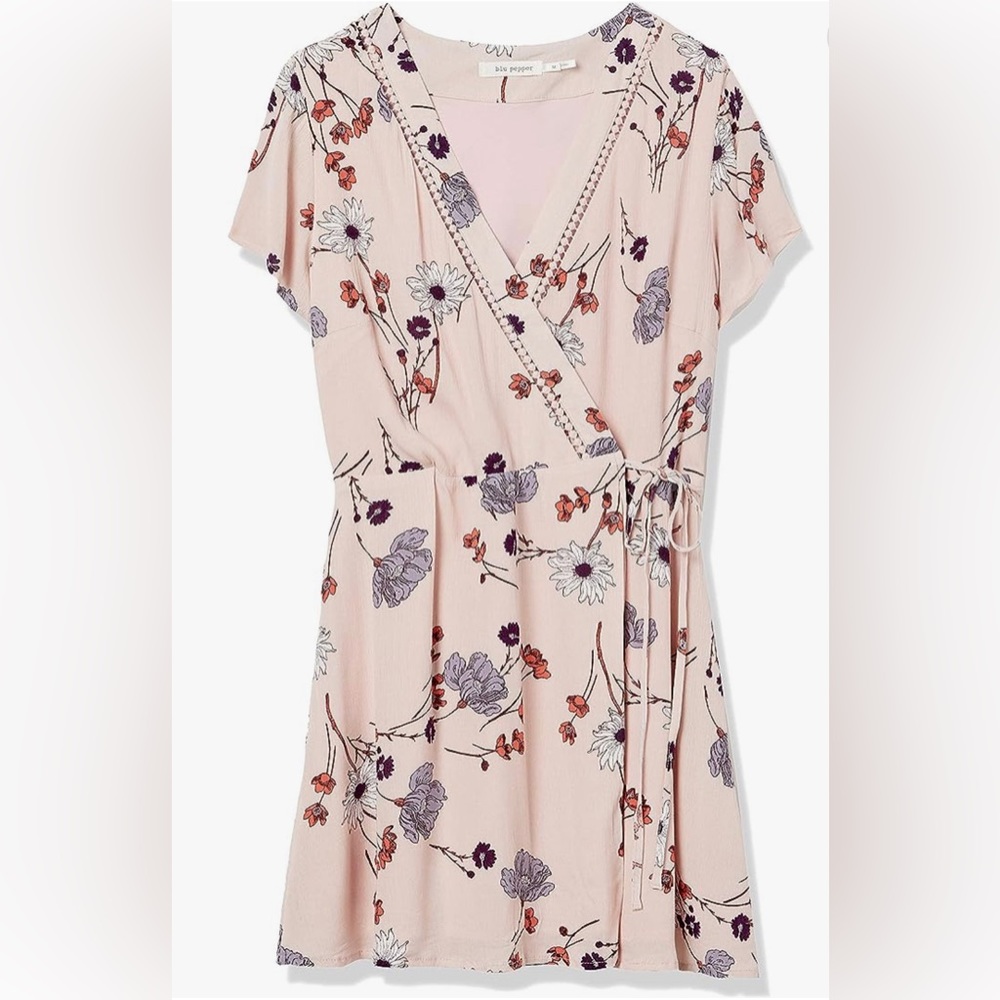 Blu Pepper Women's Floral Wrap Around Dress